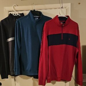 Izod Men's Zip Up Sweaters - Black, Blue, Red